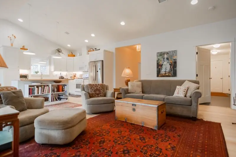 Living room with an open kitchen