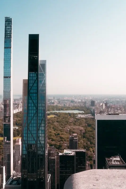 Central Park and skyscrapers from above